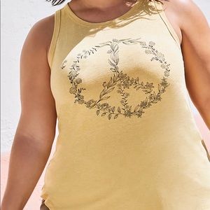 Torrid NWT Yellow Tank Floral Peace Sign Size 2/ 2X